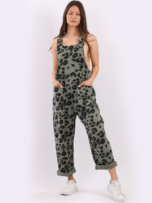 Leopard Print Cotton Lagenlook Dungaree