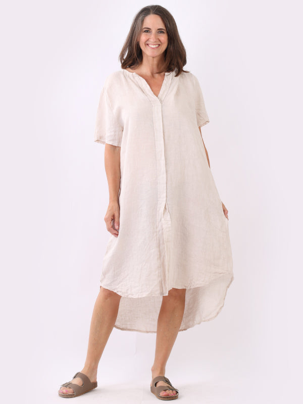Italian Summer Linen Lagenlook Slouchy Midi Dress