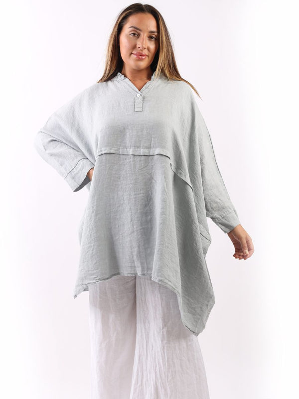 Plus Size Women Plain Linen Tunic