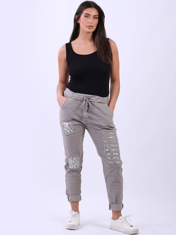 Plus Size Sequin Ripped Magic Pant