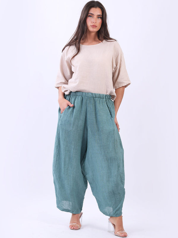 Ladies Cocoon Linen Plain Baggy Trouser