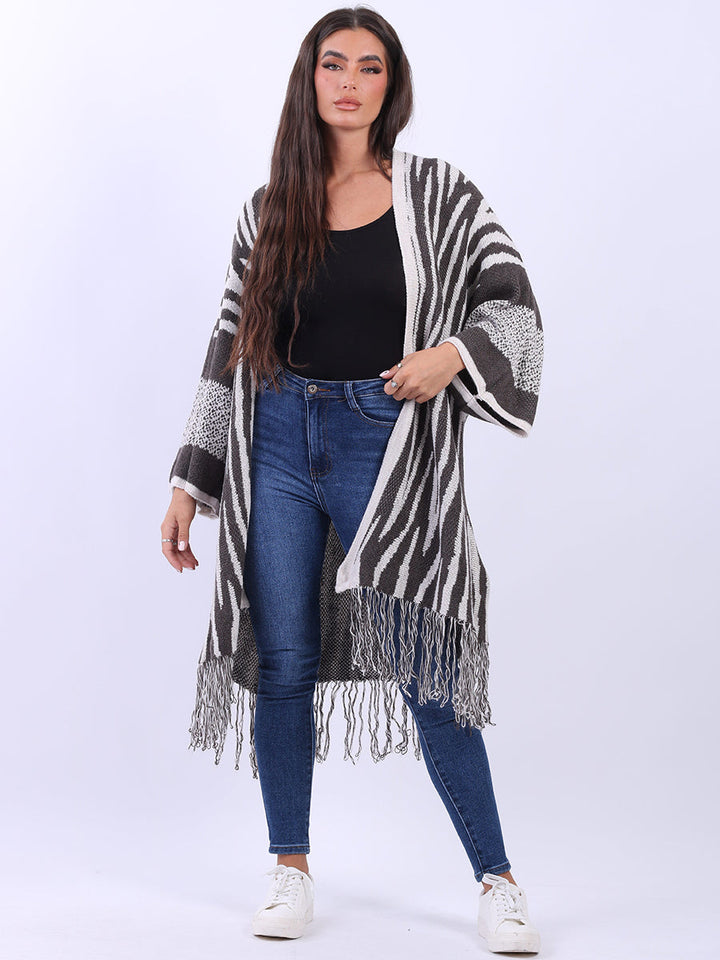 Open Front Wool Knitted Cardigan