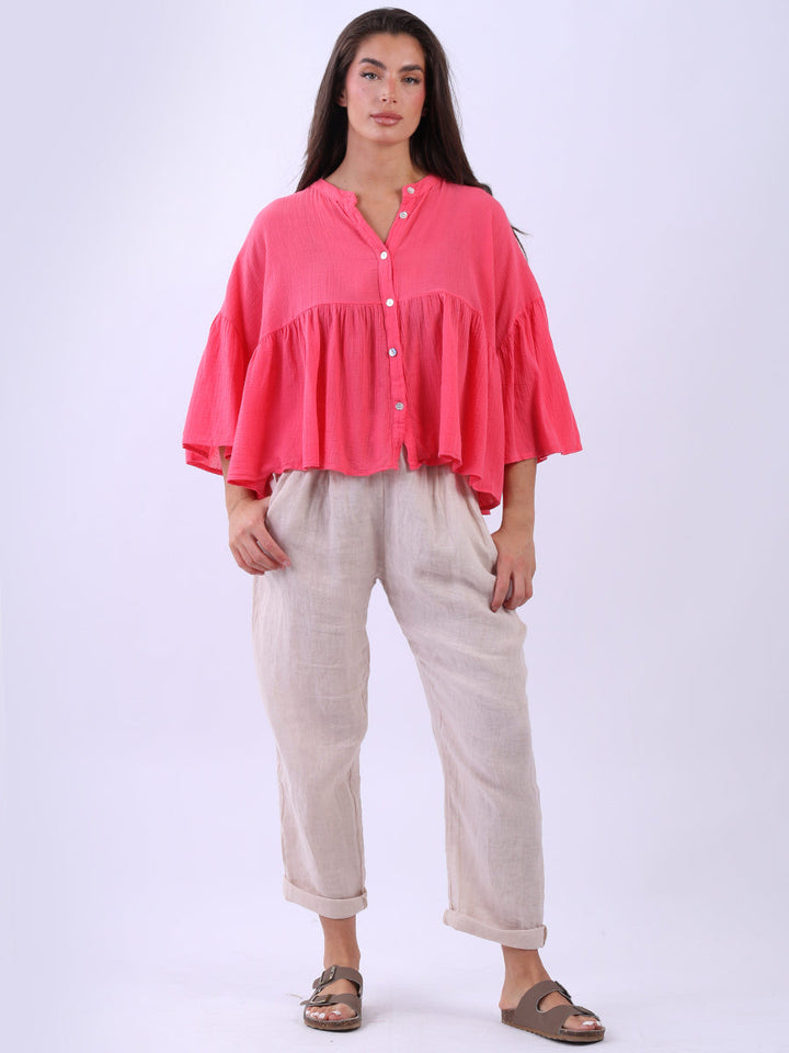 Plain Cotton Peplum Top