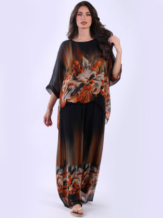 Floral Silk Tunic Top