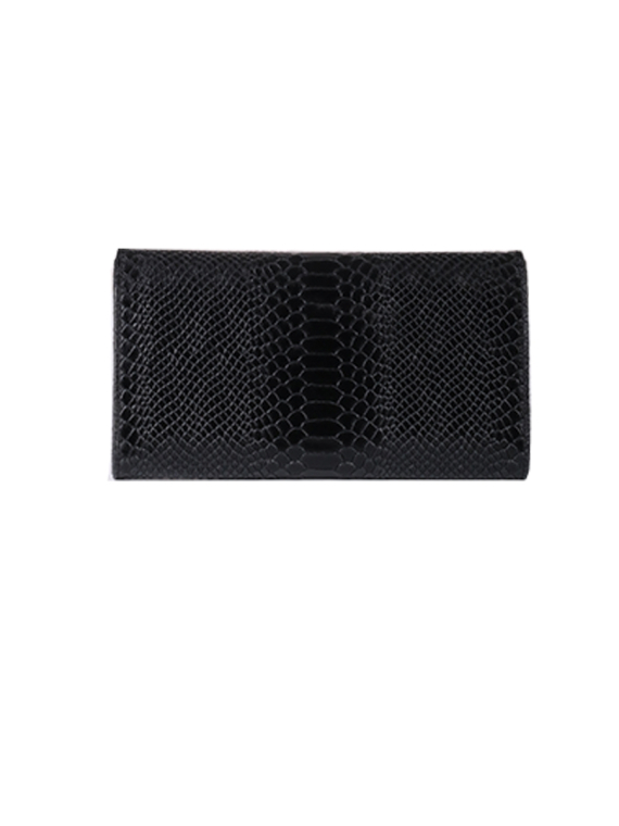 Italian Faux Croc Handmade Leather Clutch Bag-Black back