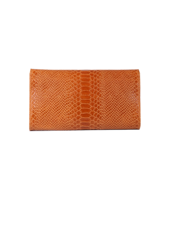 Italian Faux Croc Handmade Leather Clutch Bag-camel back
