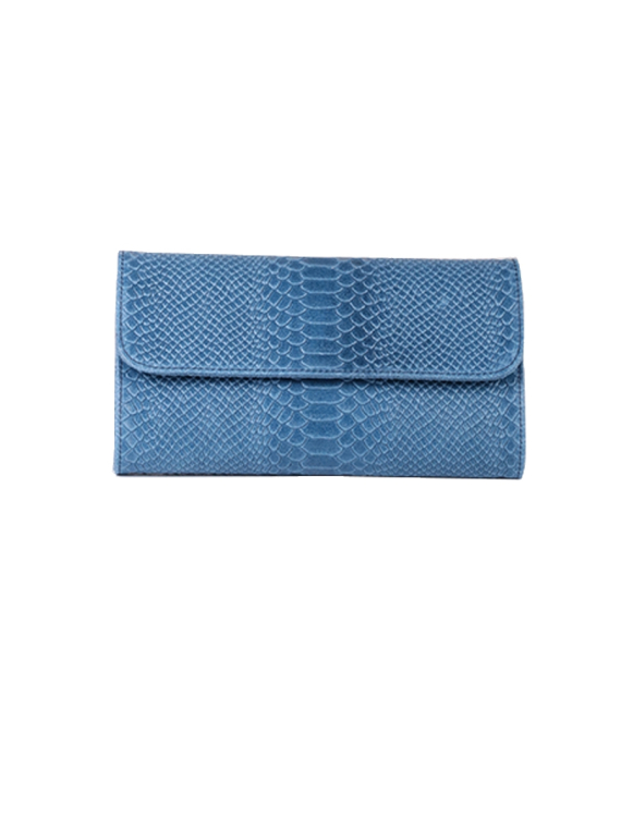 Italian Faux Croc Handmade Leather Clutch Bag-Denim