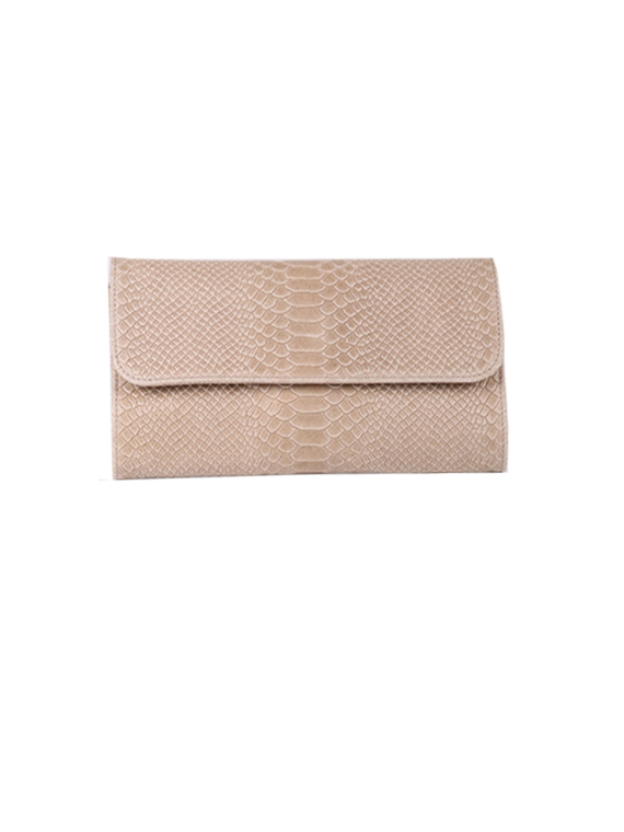 Italian Faux Croc Handmade Leather Clutch Bag-Mocha side