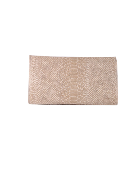 Italian Faux Croc Handmade Leather Clutch Bag-Mocha back
