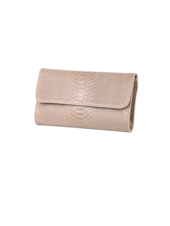 Italian Faux Croc Handmade Leather Clutch Bag-Mocha side