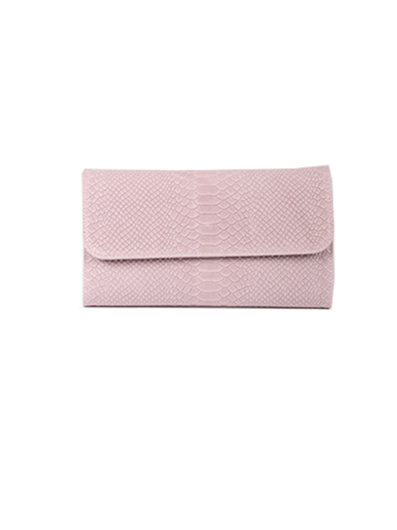 Italian Faux Croc Handmade Leather Clutch Bag-Pink