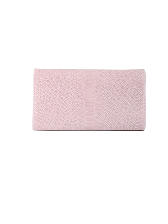 Italian Faux Croc Handmade Leather Clutch Bag-Pink back