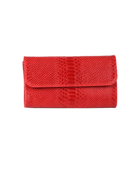 Italian Faux Croc Handmade Leather Clutch Bag-Red