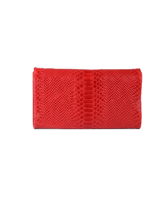 Italian Faux Croc Handmade Leather Clutch Bag-Red back