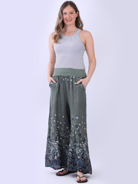 Floral Wide Leg Linen Palazzo