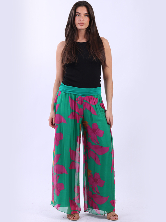 Floral Wide Leg Silk Palazzo