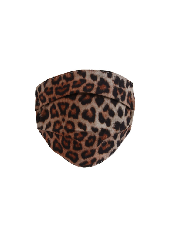 Italian Leopard Print Pleated Cotton Washable face Masks-beige 