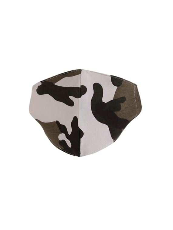 Italian Made Camouflage Print Cotton Face Masks-White