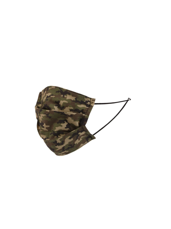 Italian Made Camouflage Print Reusable Cotton Face Masks-Khaki