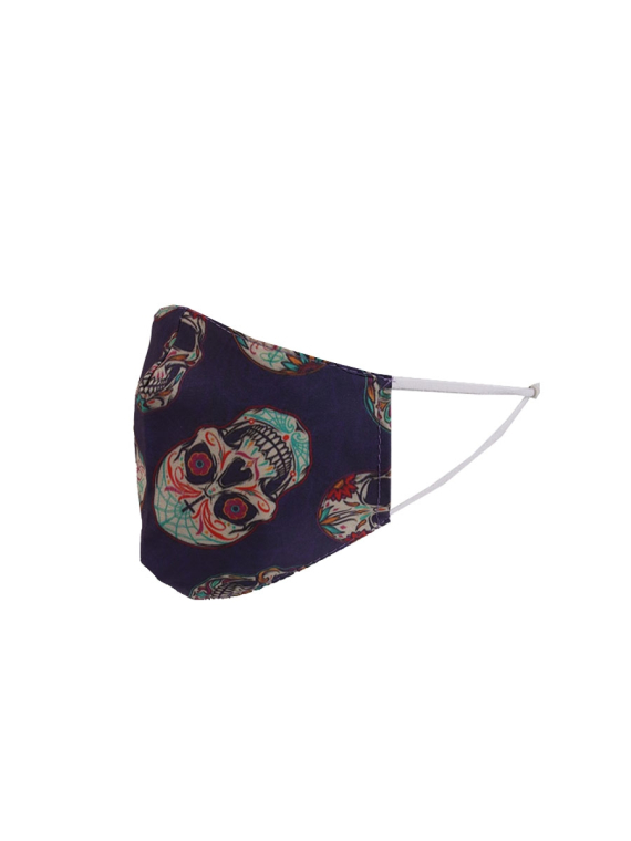Italian Made Fun Skull Print Washable Cotton Face Masks-Black