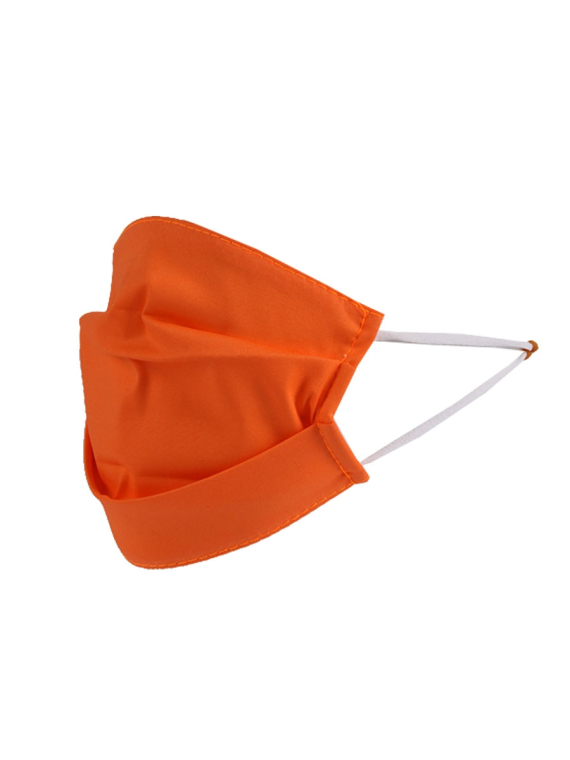 Italian Made Plain Pleated Cotton Washable Face Masks-Orange side