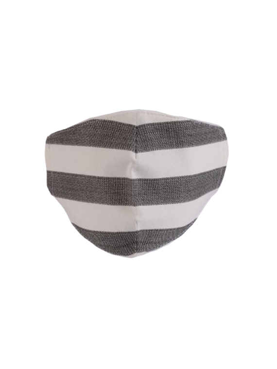 Italian Made Stripe Print Washable Cotton Face Masks-Charcoal