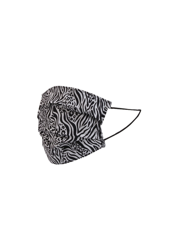 Italian Made Zebra Print Washable Cotton Face Masks-White