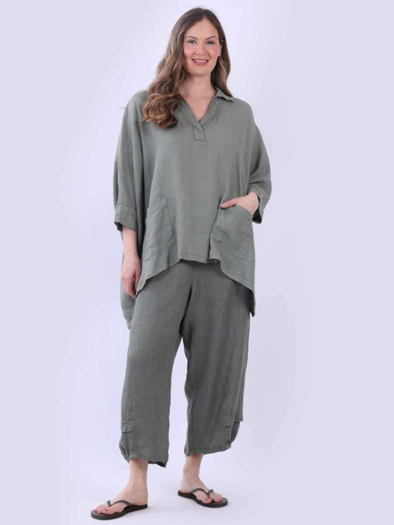 Plain Linen Baggy Shirt