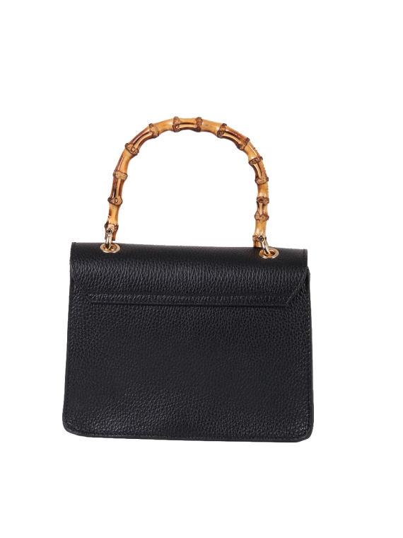 Italian Plain Suedette Leather Hand Bag-Black back