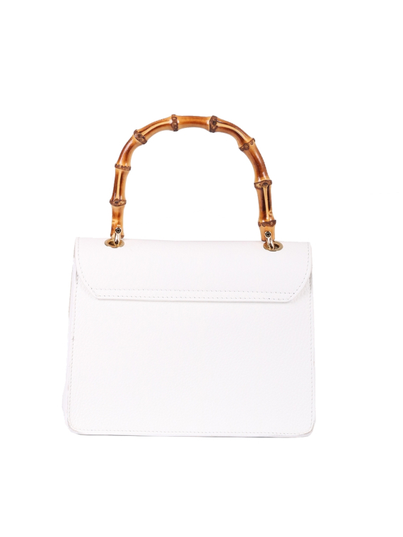 Italian Plain Suedette Leather Hand Bag-White back