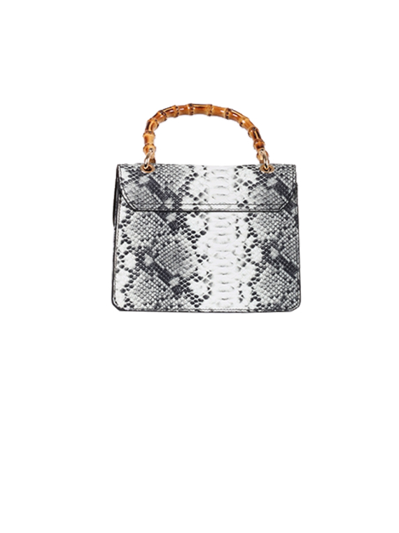 Italian Snake Print Leather Hand Bag-WHite back