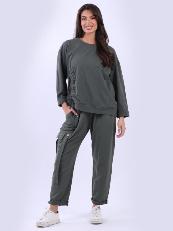 Solid Cotton Crop Sweat Top