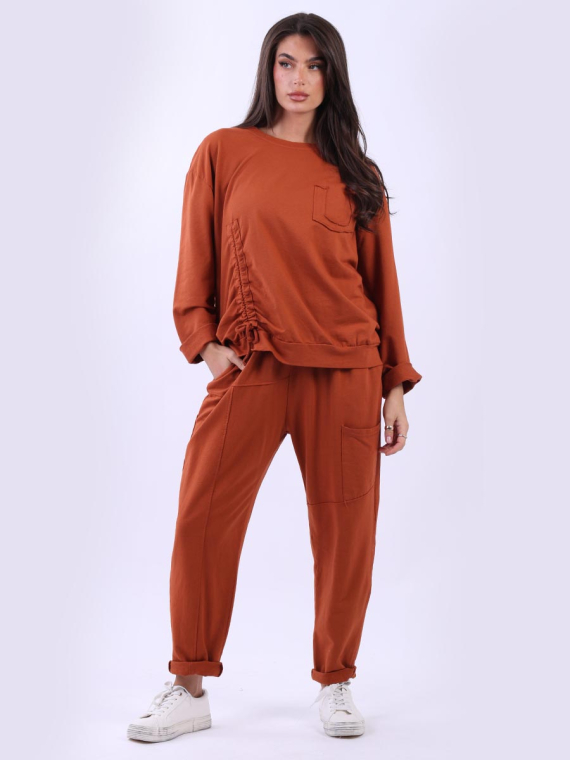 Solid Cotton Crop Sweat Top