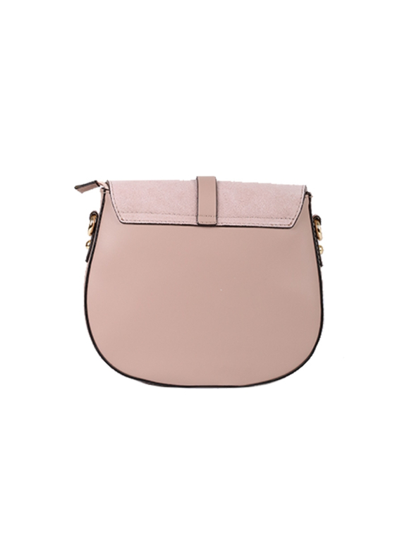 Italian Strap Tab Leather Saddle Bag-Nude back