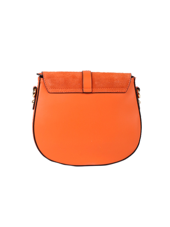 Italian Strap Tab Leather Saddle Bag-Orange back
