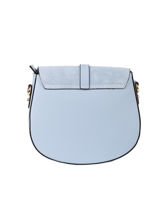 Italian Strap Tab Leather Saddle Bag-Sky blue back