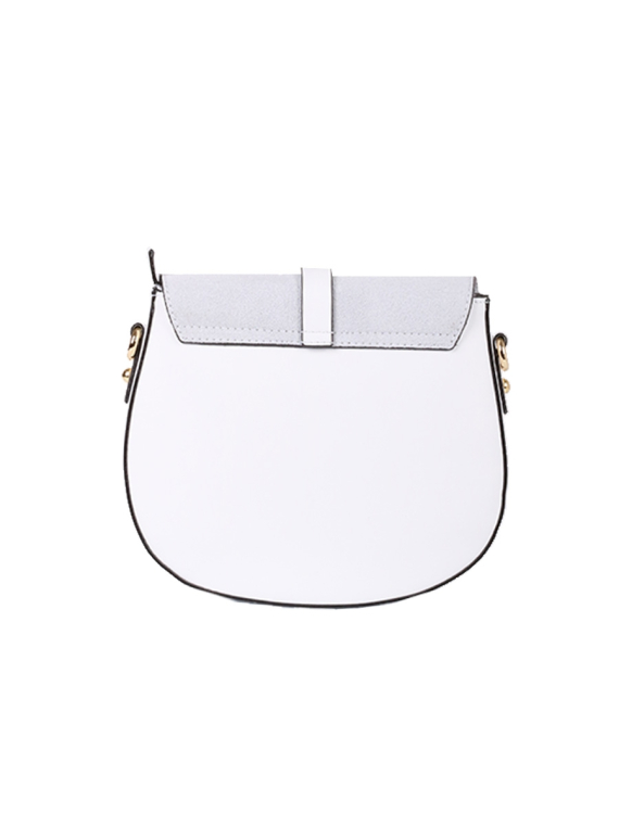 Italian Strap Tab Leather Saddle Bag-White back