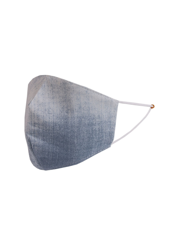 Made In Italy Plain Denim Washable Cotton Face Masks-Light denim side