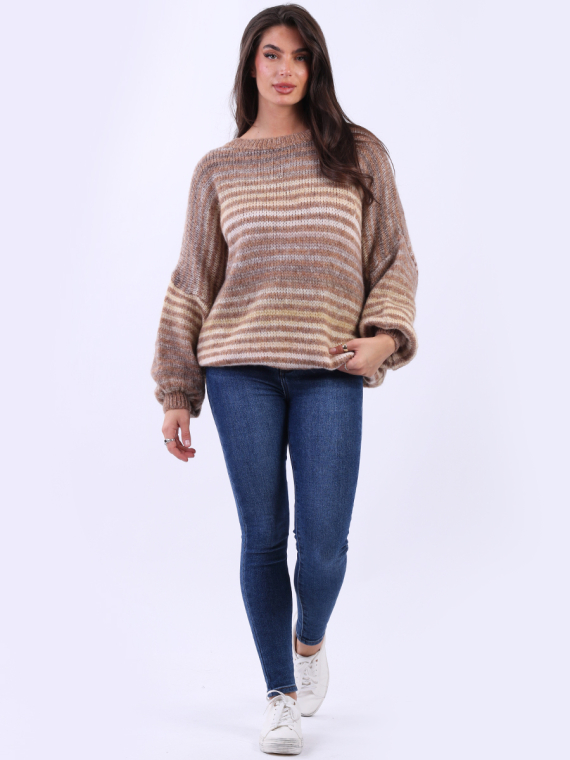 Chunky Knit Multi Striped Baggy Wool Jumper
