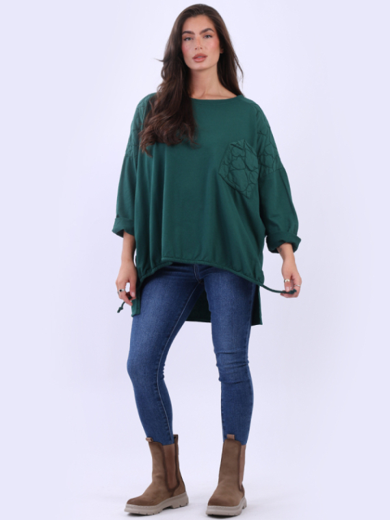Plus Size Embroidered Batwing Cotton Top