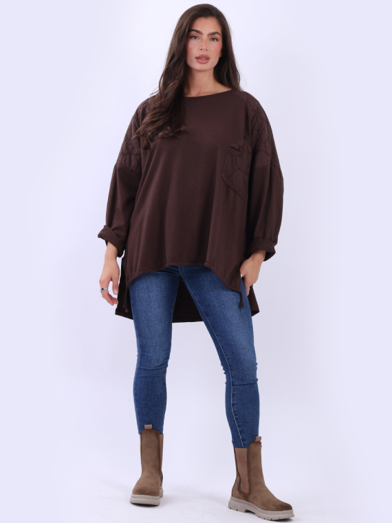 Plus Size Embroidered Batwing Cotton Top