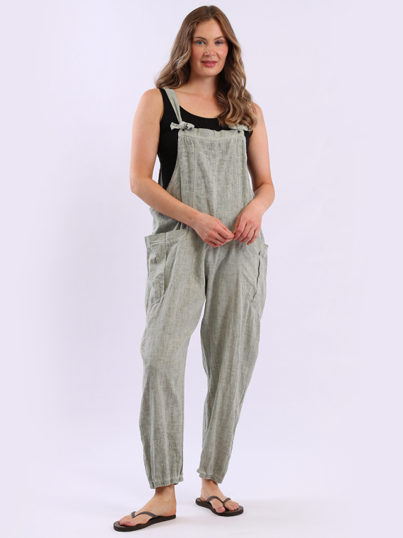 Vintage Washed Linen Dungaree