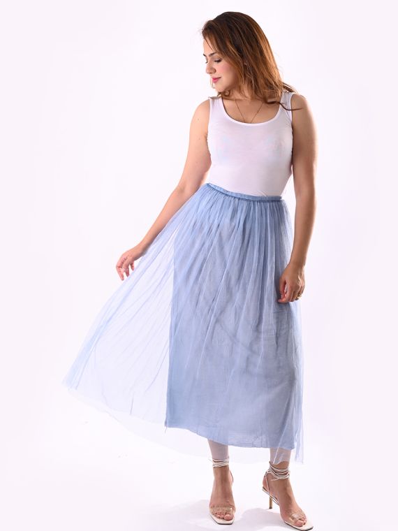 Italian 2 Layered High Waist Wild Net Skirt