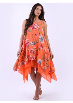 Lagenlook Ladies 100% Viscose Fish Design Summer Dress One Size:Regular  (12-16)