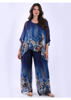 Italian Double Layered Batwing Floral Silk Top