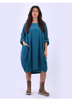 Solid Cotton Corduroy Slouchy Dress