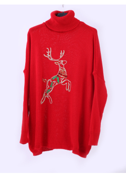 Reindeer Knit Xmas Cowl Neck Jumper
