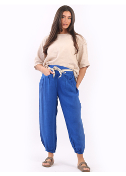 Relaxed Fit Balloon Hem Linen Trouser