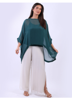 Ladies Plain 2 Layered Hi-Lo Silk Lagenlook Top