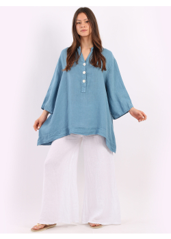 Bell Sleeves Plus Size Linen Top